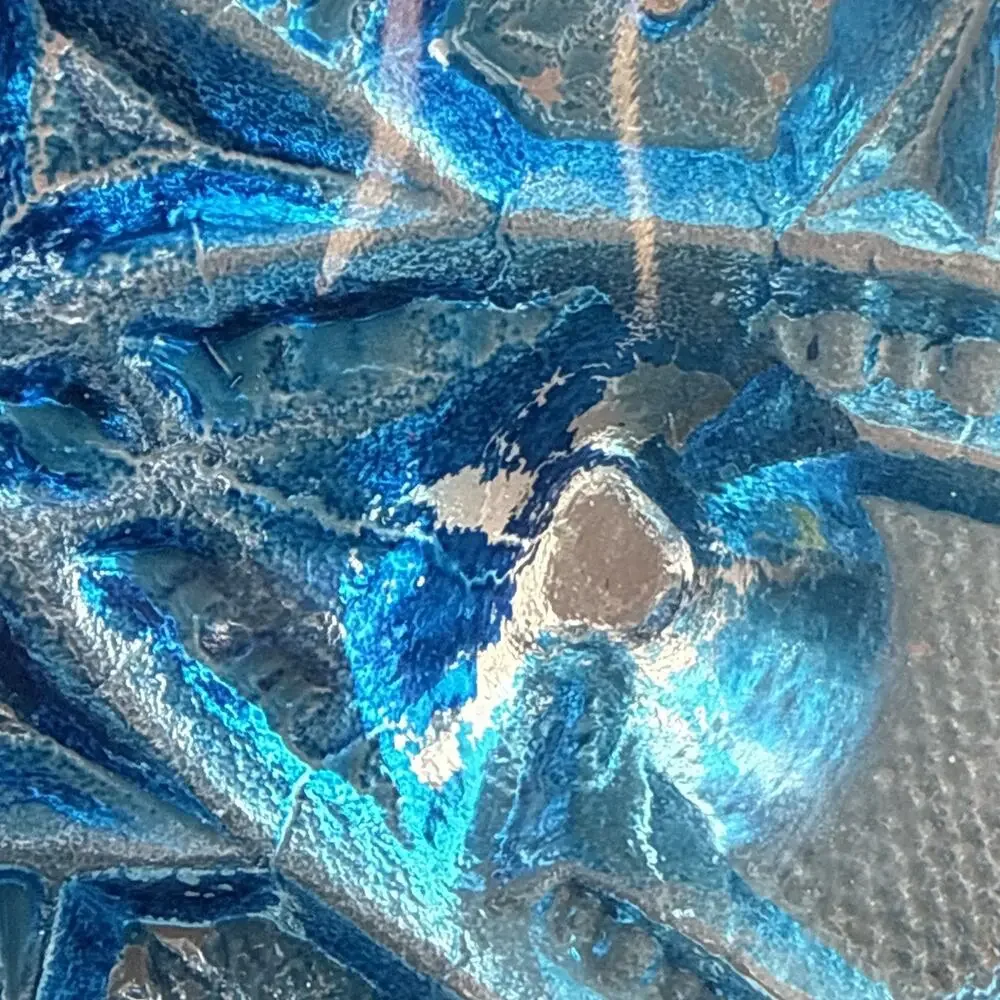 McKee Style Fentec Aqua Blue Pressed Glass Footed Bowl 6”